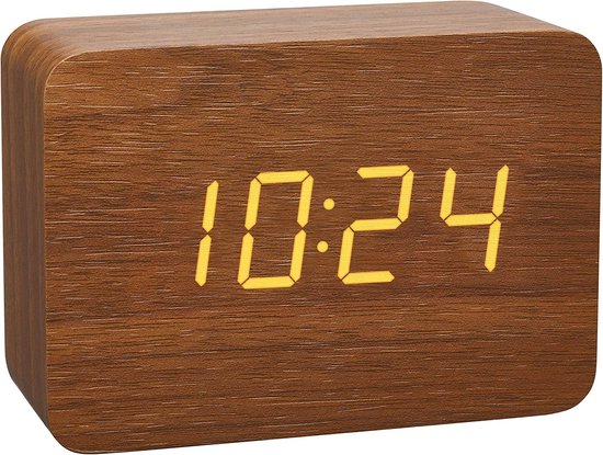 Houten digitale wekker voor slaapkamer en kantoor, LED Houten digitale wekker voor slaapkamer en kantoor, LED