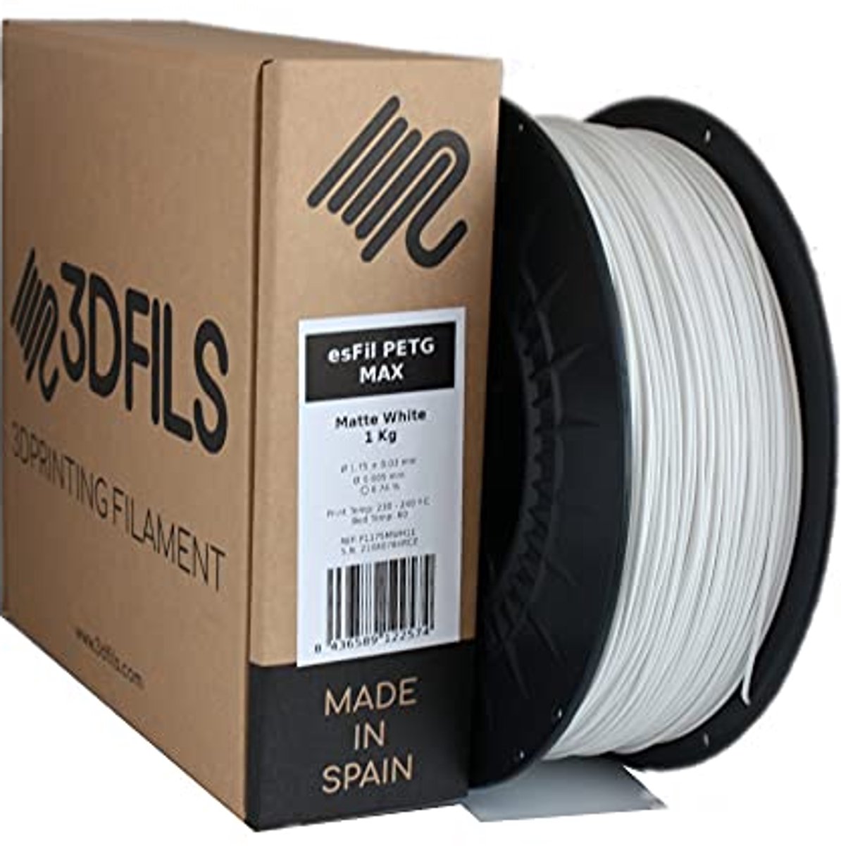 PETG Filament voor 3D-printen - 1,75 mm - 1 kg - Mat Wit