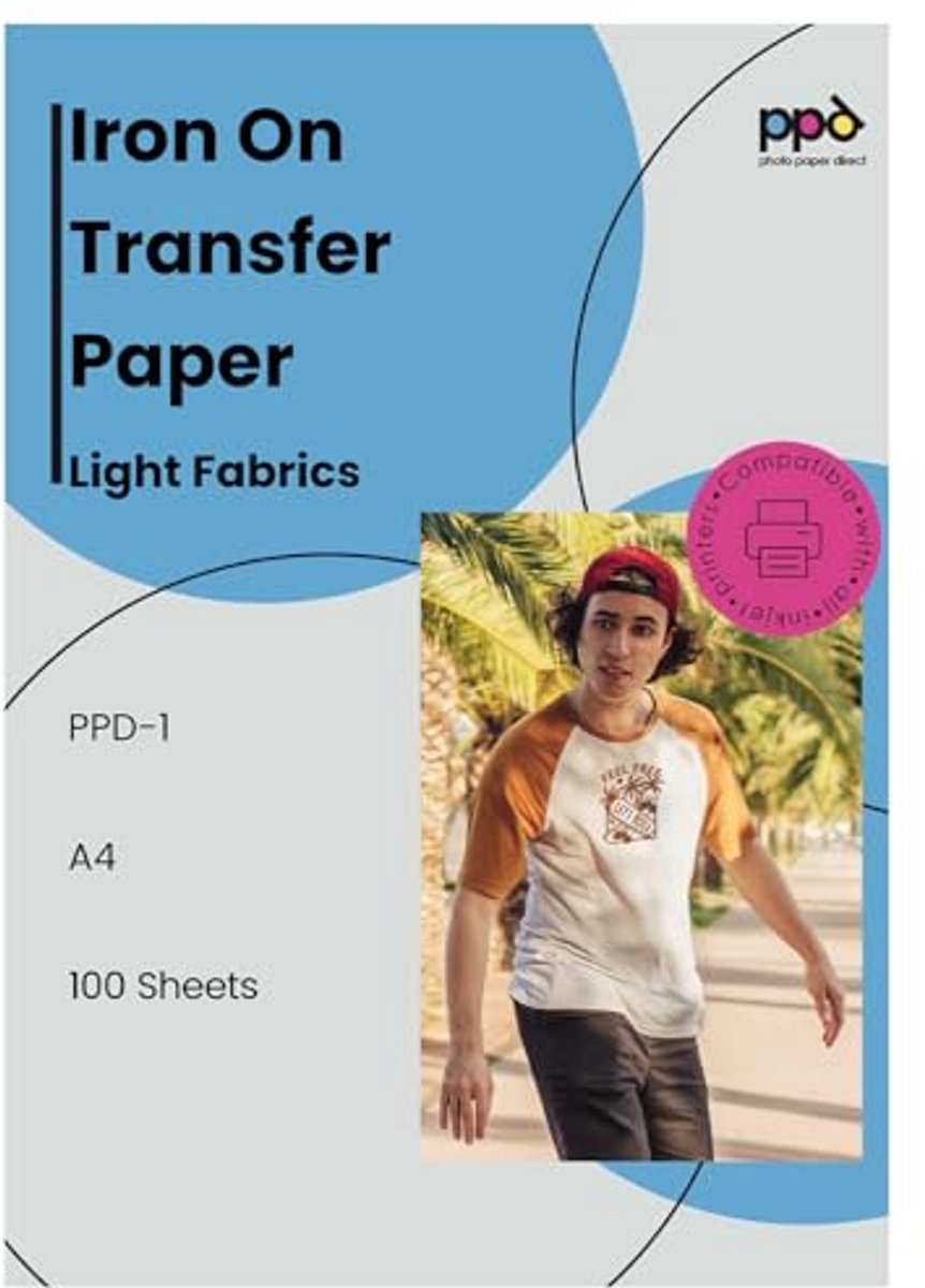 Inkjet Transferpapier voor T-shirts, A4, Geschikt voor Lichte Textiel