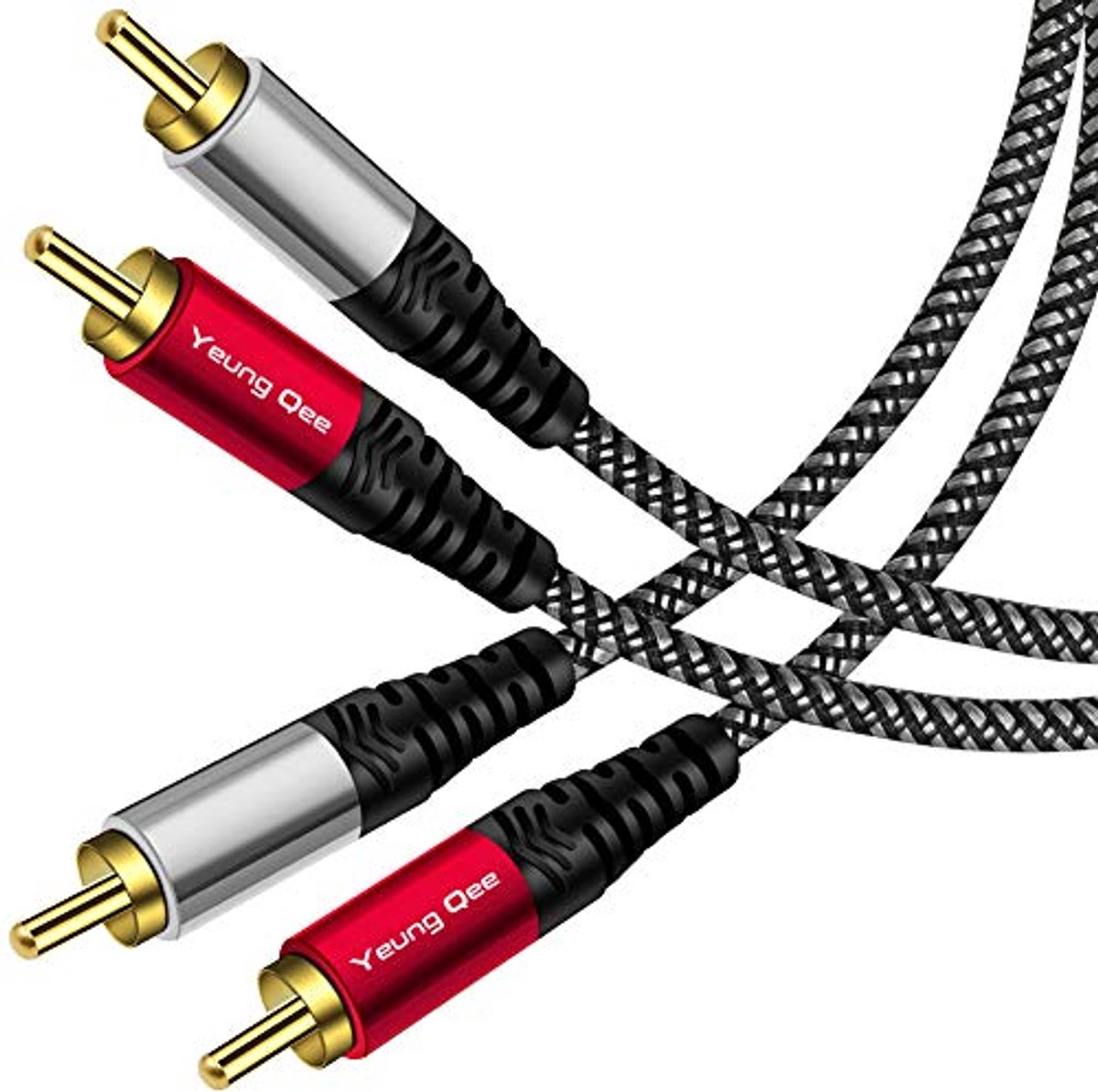 2 RCA Stereo Audio Kabel - 8 Meter Mannelijke naar Mannelijke Subwoofer Kabel - Nylon Gevlochten Aux Kabel voor Home Theater, HDTV, Versterkers
