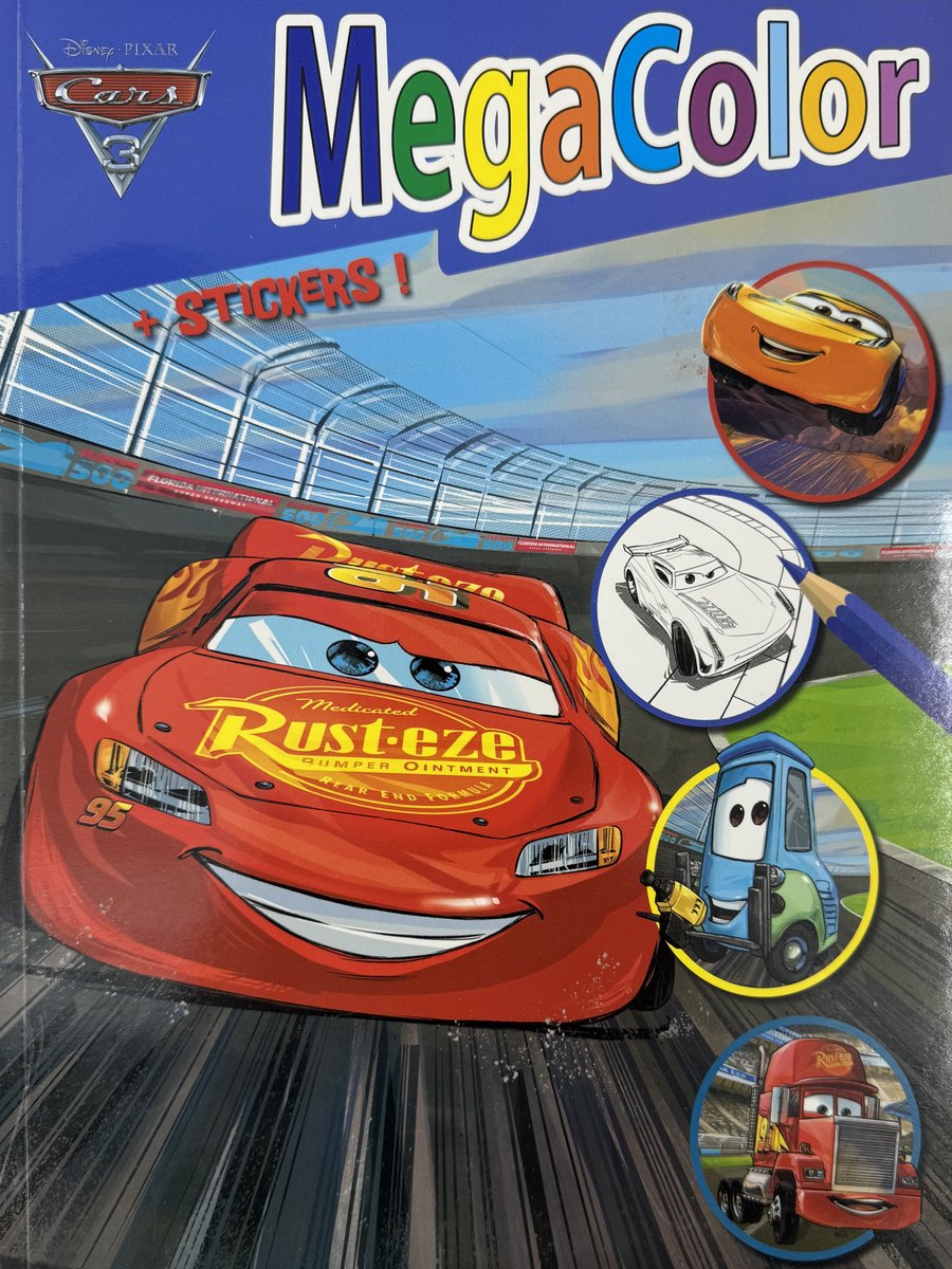 Disney Pixar Cars - Megacolor Blauw - Kleurboek met +/- 130 kleurplaten en 1 stickervel - knutselen - kleuren - tekenen - creatief - verjaardag - kado - cadeau