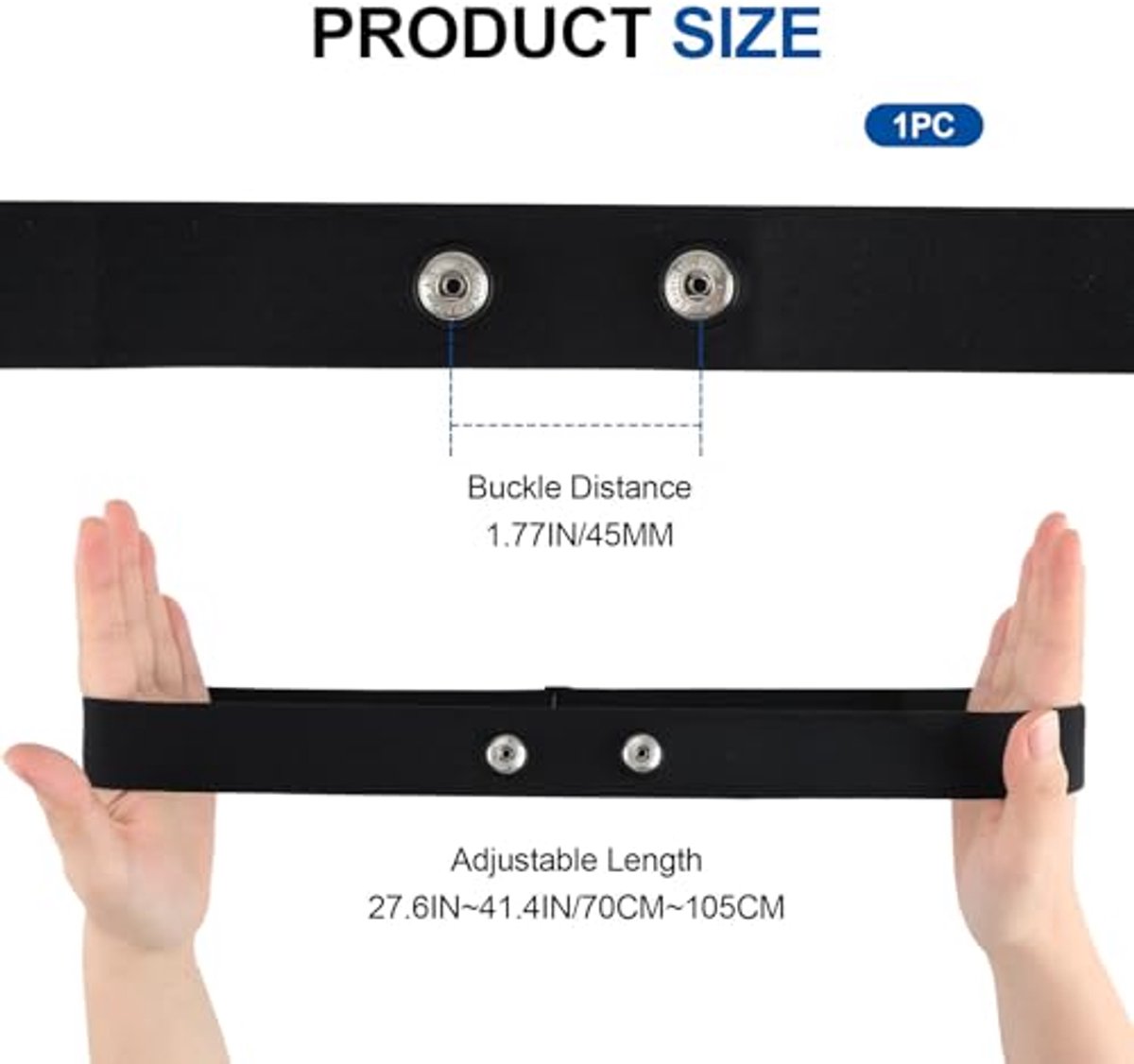 Verstelbare cardio-riem voor hartsensor - Compatibel met ANT+ en Bluetooth - 70 cm tot 105 cm