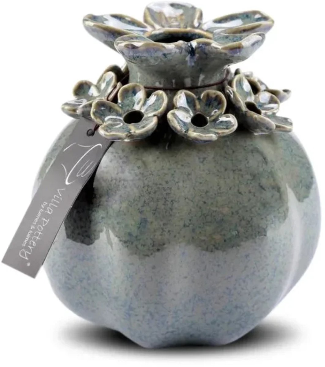 Villa Pottery Blauwe bloemenvaas Patricia 16x16x17