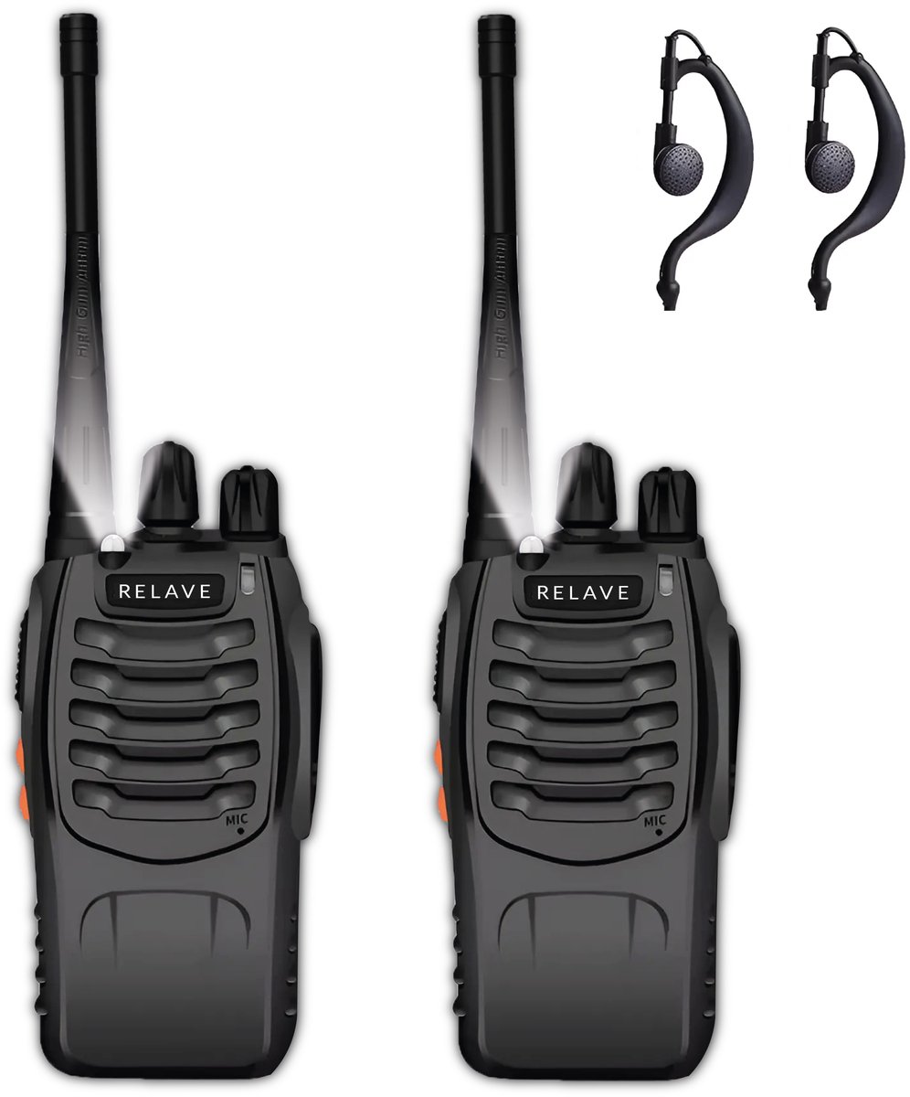 Relave Walkie Talkie - Portofoon 2 Stuks - 5km Bereik - PMR 446 Mhz - LED Zaklamp