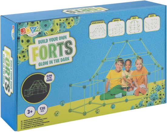 Joya Creative 130 pièces Construisez votre propre Fort - Jouets de construction Glow dans le noir - Convient pour l'intérieur et l'extérieur