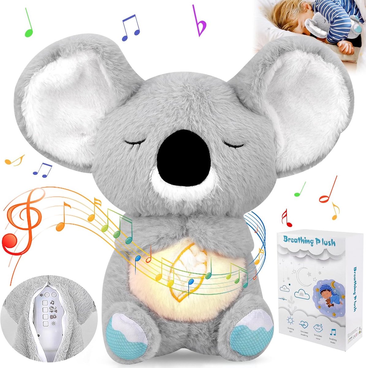 Anxiety Relief - Calming Koala - Ademhalingsbeweging - Muziek - Lichten - Pluche Speelgoed voor Volwassenen en Kinderen