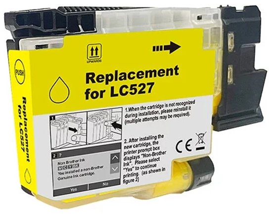Cartouches d'encre compatibles avec Brother LC-527 | Jaune, compatible avec les imprimantes Brother MFC-J4350DW et J4550DW.