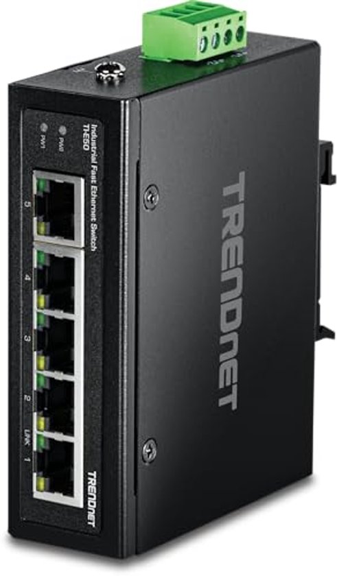 Industriële Niet-Manageerde 5-Port Fast Ethernet DIN-Rail Switch Industriële Niet-Manageerde 5-Port Fast Ethernet DIN-Rail Switch