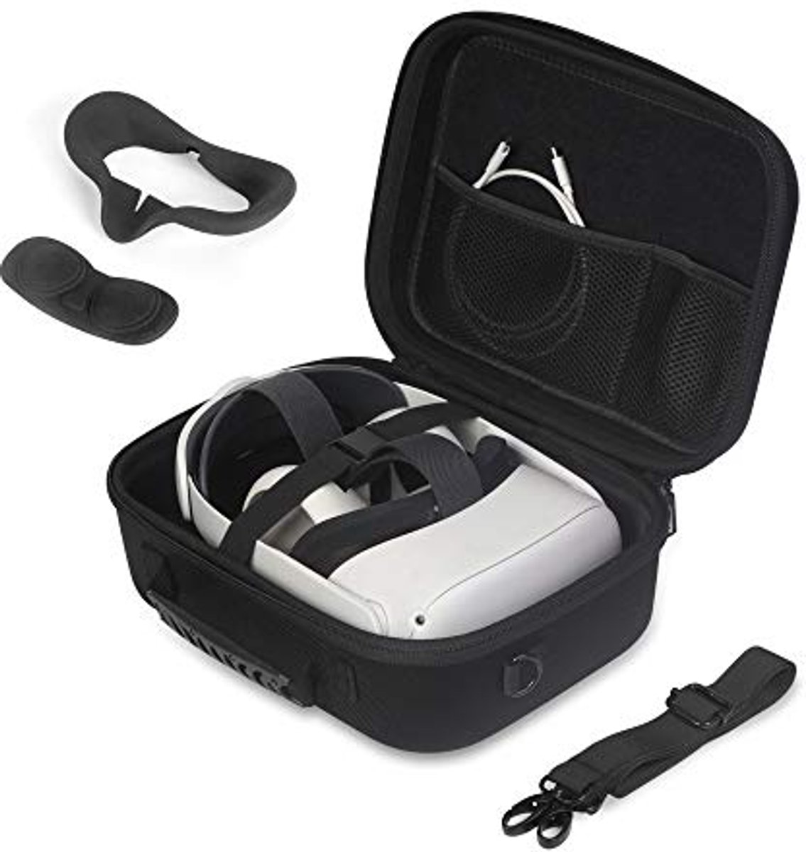 Draagtas voor VR Headset en Accessoires - Harde Reiskoffer met Schouderriem en Stofdichte Lenscover