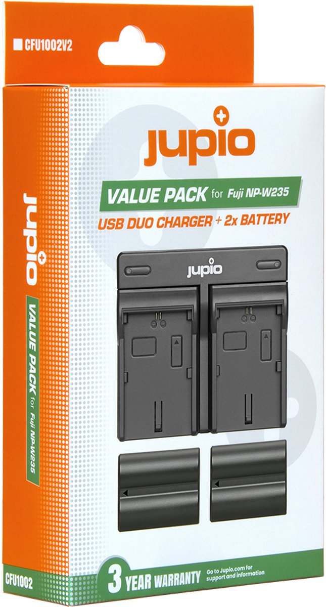 Jupio Value Pack: 2x Battery NP-W235 + USB Dual Charger
