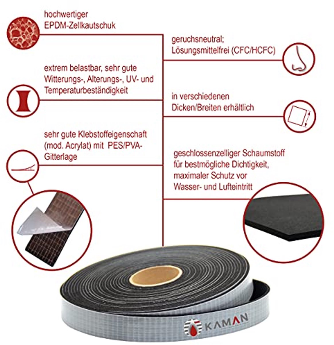 Zelfklevend EPDM afdichtingsband 10 meter - Isolatie en geluiddemping - Breedte 5-100mm x Dikte 1-20mm