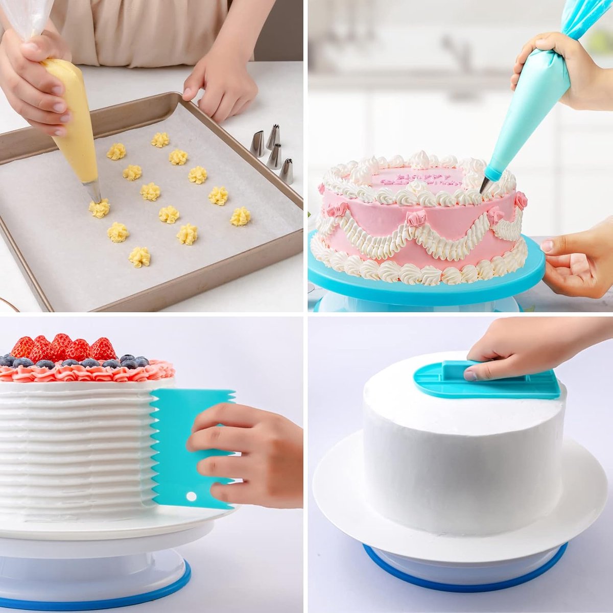 Spuitzak met spuitmondjes 40 stuks - Spuitmondjesset - Taartaccessoires met spuitmondjes van roestvrij staal - Siliconen spuitzak - voor cupcakes, taartdecoratie, taarten