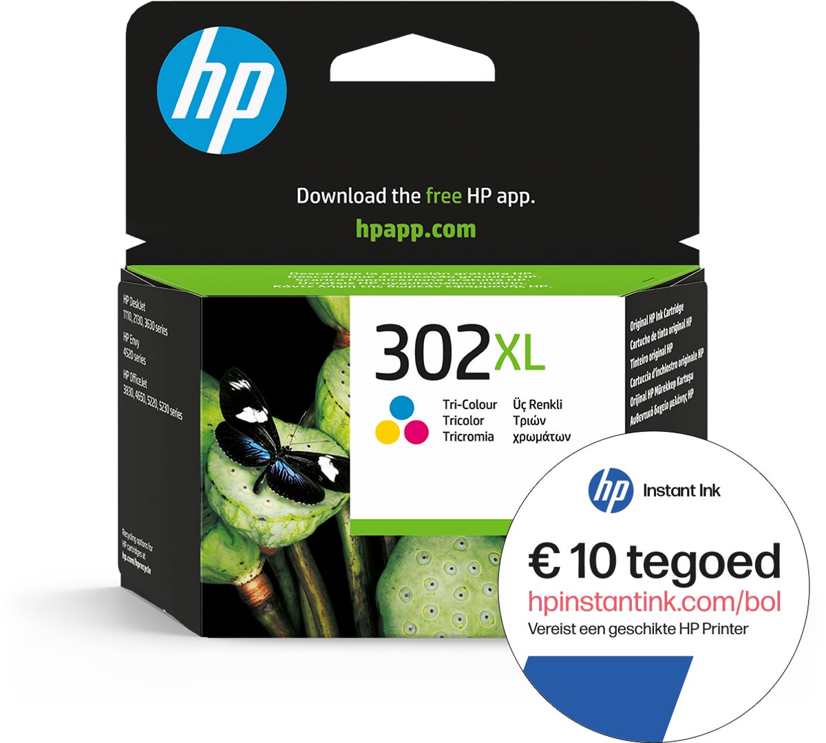 HP 302XL - Inktcartridge kleur + Instant Ink tegoed