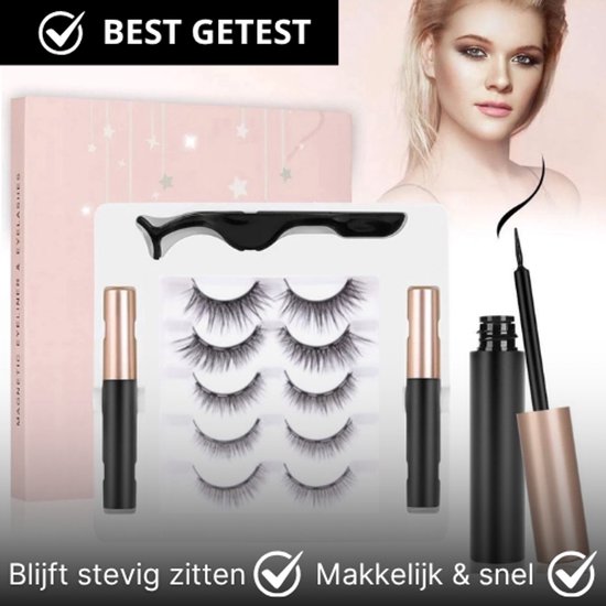 MagniLash - Magnetische Wimpers met Magnetische Eyeliner en Applicator - 5 Set - Fake Lashes