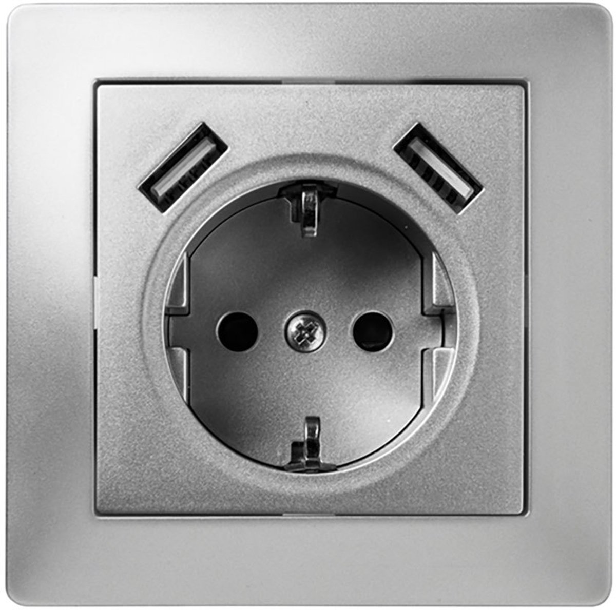 Famatel Habitat 15 Met 2 Ingebouwde Usb-aansluitingen 16a 250v Zilver One Size / EU Plug 220V