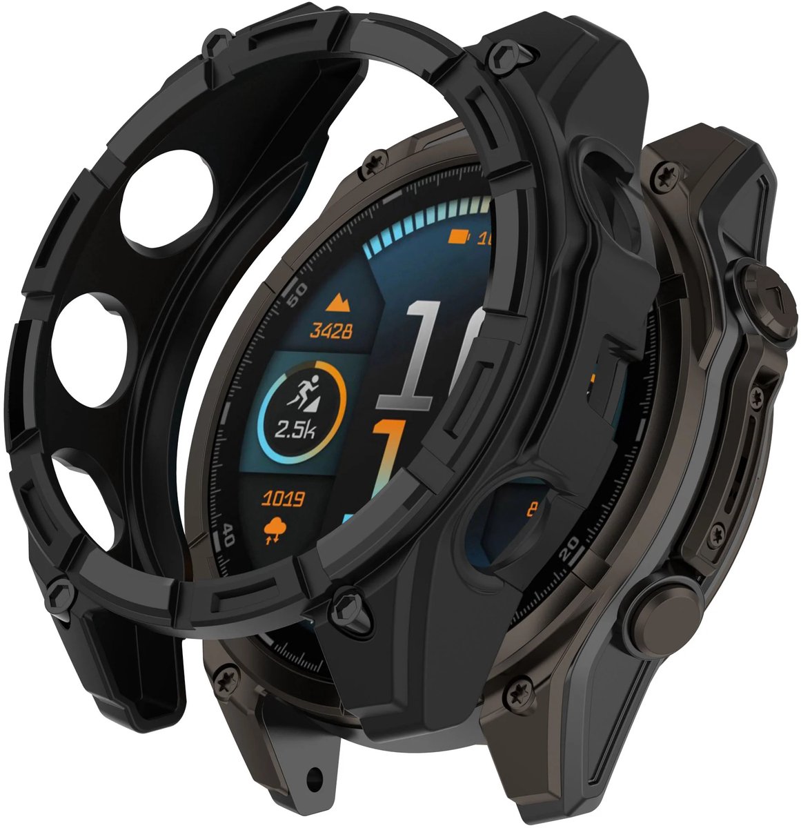 Strap-it Rugged TPU Beschermhoes (Zwart) – Stevige schokbestendige case – duurzame bescherming – geschikt voor Garmin Quatix 8 (47mm)