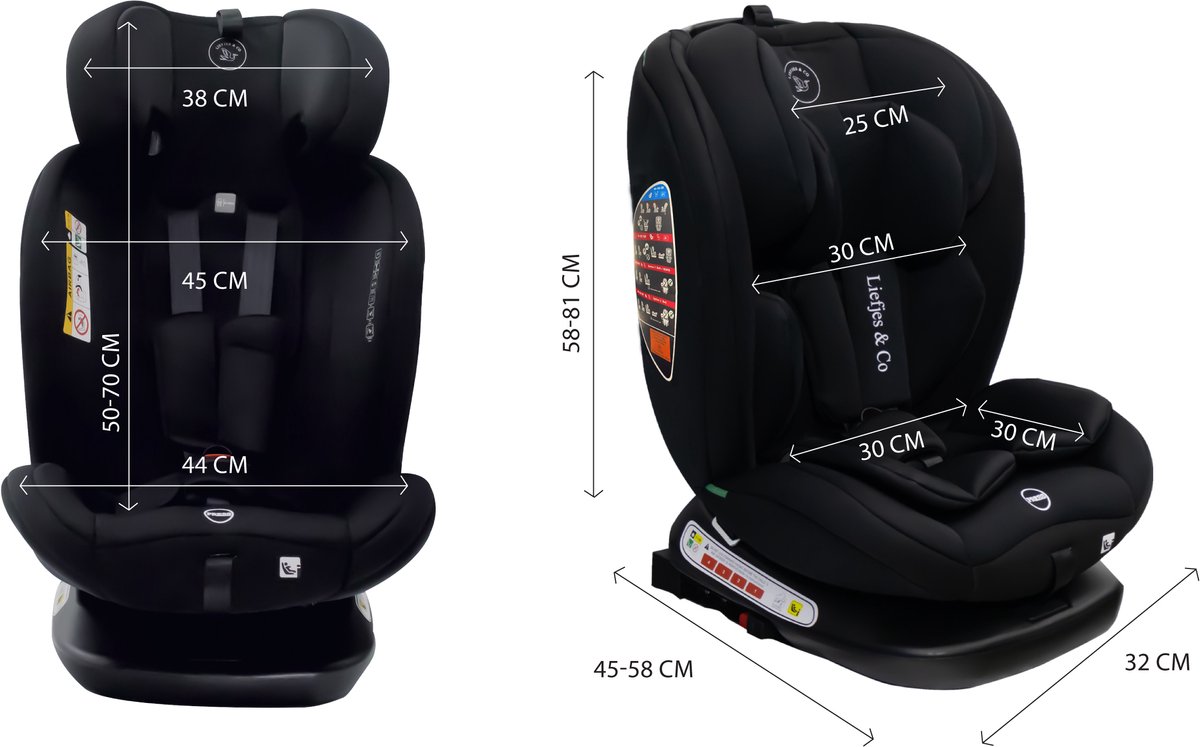 Liefjes & Co Growsafe Autostoel – i-Size 4-in-1 – 360° Draaibaar – ISOFIX & Top Tether – Groep 0/1/2/3 (40–150 cm) – foto 6