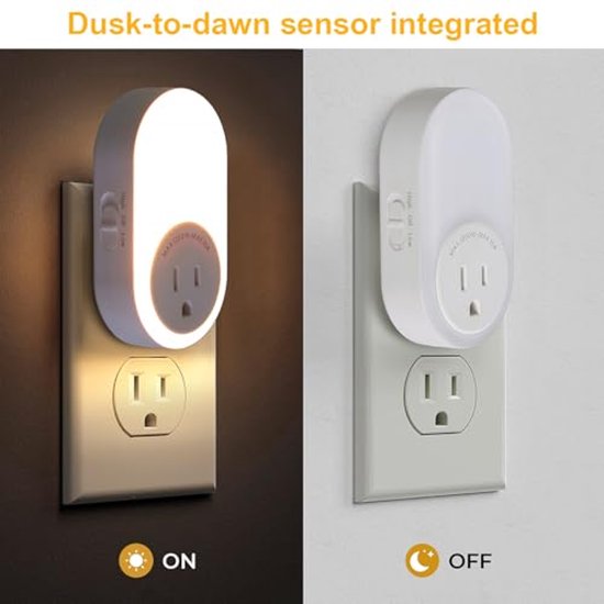 Nachtlampje met schemering tot dageraad sensor, instelbare helderheid voor slaapkamer en woonkamer van Merkloos — afbeelding 5