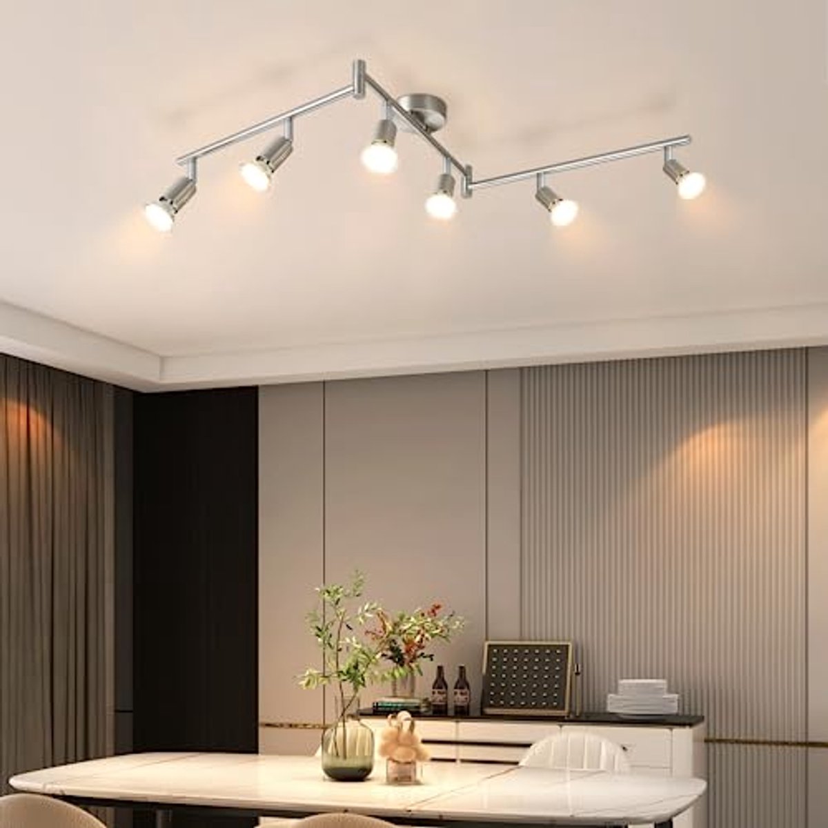 Moderne LED Plafondspot met 6 Vlammen en Draaibare GU10 Lampen voor Woonkamer en Slaapkamer