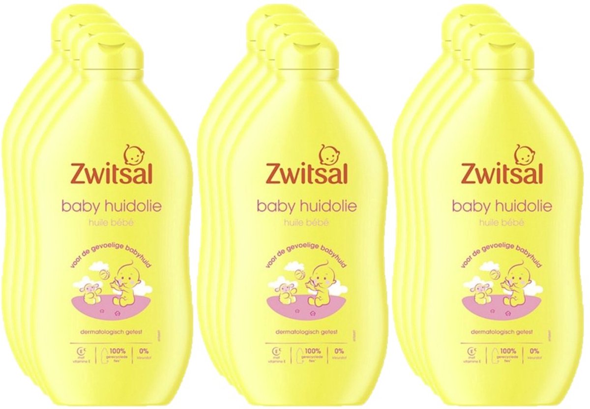 Image of 12 x Zwitsal - Baby Huidolie - Verzorgend - Voor de Gevoelige Huid - 400 ml - Babyhuidolie - Babyverzorging - Gevoelige Huid - Vitamine E - Babyhuid