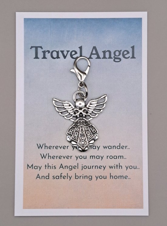 Reisengel sleutelhanger - Travel Angel - Geluksengel - Engel met wenskaartje - Pucket hug - Geluksengel - een Engeltje voor jou - Tashanger - Beschermengel - Geluksengeltjes - Sleutelhanger - Beschermengel
