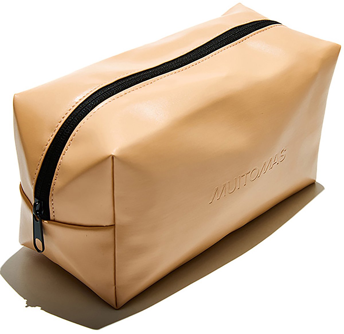 Muitomas Beautycase - Hoofdvak & ritssluiting- Waterdichte buitenkant - Kunstleer - Polyester - Peach Fuzz