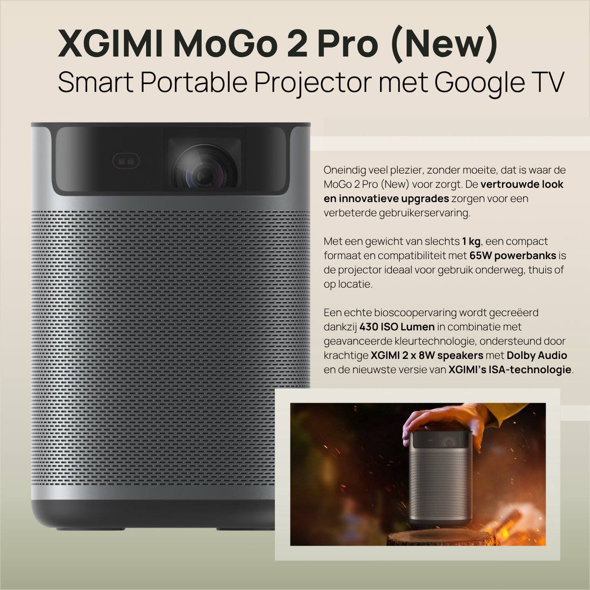 XGIMI MoGo 2 (GTV) Pro Draagbare Smart-Projector met Statief - Full HD 1080p thumbnail 3