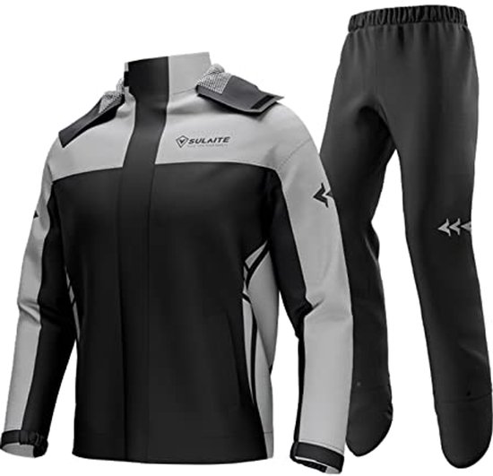 VOBUKE Regenponcho, waterdichte regencape met capuchon, zakken, reflecterende strepen, ademend, regenjas, fiets, heren, herbruikbaar, met geventileerde regenponcho, outdoor, kamperen, wandelen, blauw