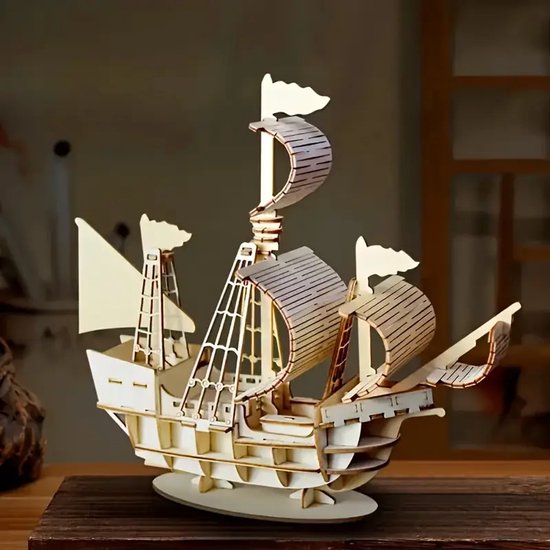 Houten 3D Puzzel Zeilschip – DIY Modelbouw Set voor Volwassenen & Kinderen – Decoratief & Cadeau