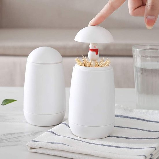 Boîte à cure-dents simple, le restaurant accueille la personnalité créative, boîte de rangement de haute qualité, coton-tige, cure-dents, support à pression automatique, cure-dents pop-up (blanc)