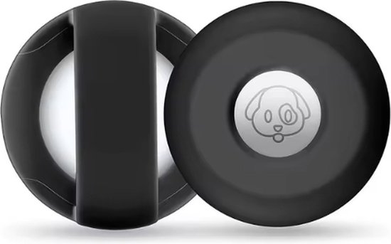 Hond en kat huisdieren siliconen halsband bescherm hoesje/houder geschikt voor Apple Airtag - Zwart