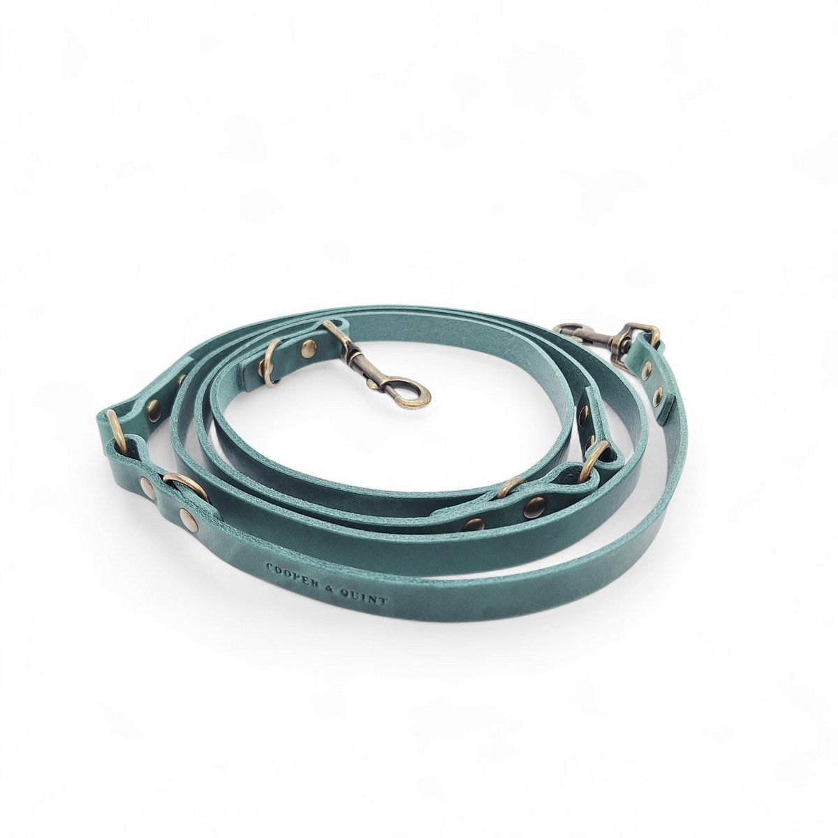 Cooper & Quint Switch Verstelbare Leren Hondenriem - Groen - 1.5 cm - Oud Messing