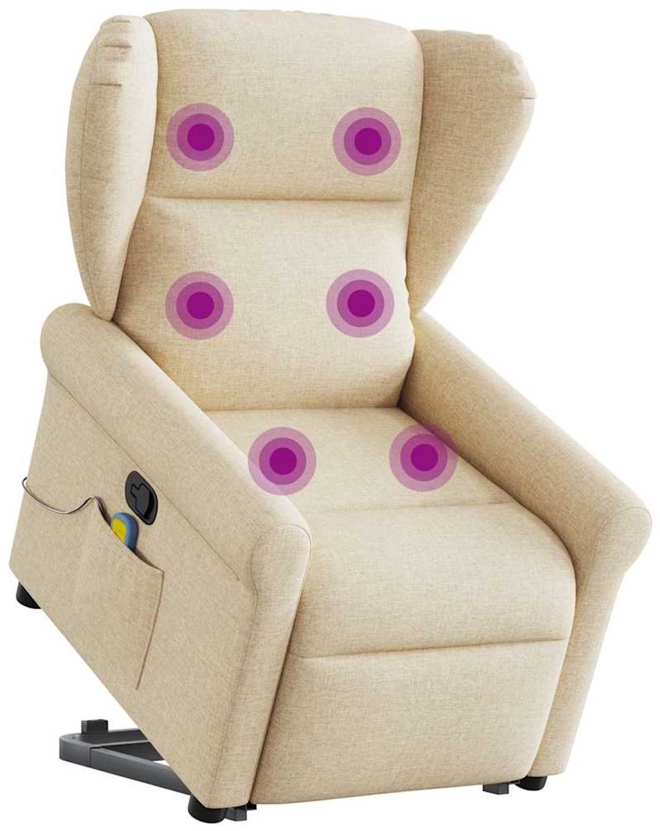 vidaXL Sta-op-massagestoel - verstelbaar - stof - crèmekleurig