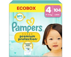 Pampers Premium Protection - Maat 4 (9kg-14kg) - 104 Luiers - Ecobox