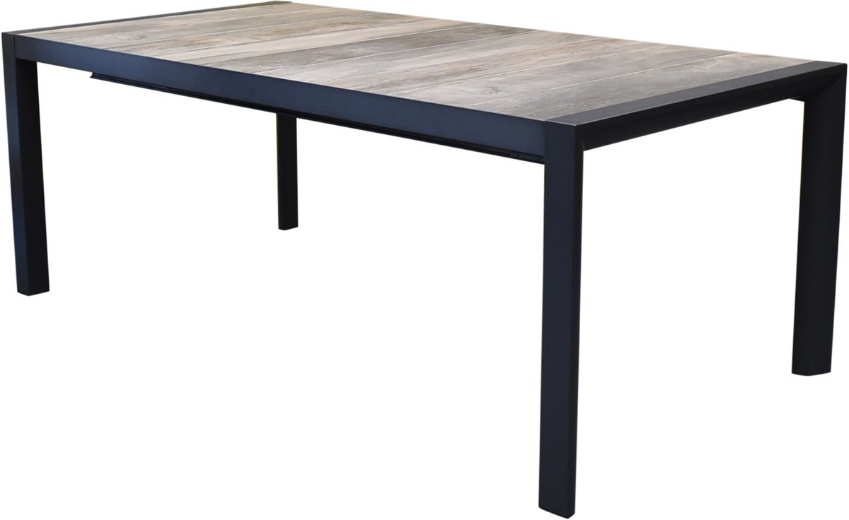 AVH-Collectie Anvaya dining tuintafel 194-254x100xH74 cm uitschuifbaar aluminium antraciet Antraciet, Bruin / Terre, Grijs