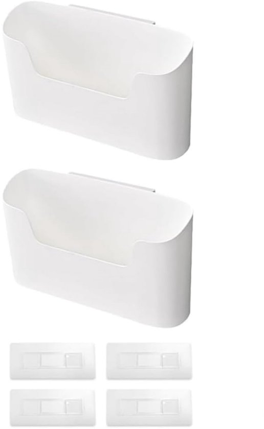 Organiseur de porte d'armoire de cuisine EXCITAT - Organiseur de porte d'armoire autocollant - Organiseur mural - Pour armoires télécommandées, salles de bains et réfrigérateurs - Lot de 2 - Wit