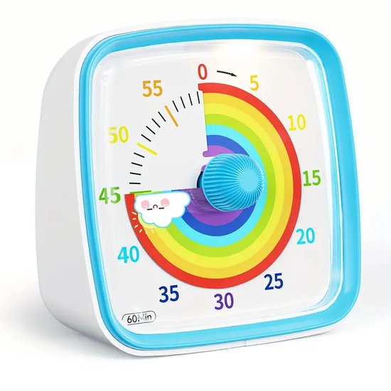 Timer - Time timer - Kookwekker - Time timer voor kinderen - Visuele Timer - Leerklok timer - Mini timer - 60 Minuten Aftellen - Met Nachtlampje - Kunststof Constructie - Voor Thuis - Keuken - Kantoor