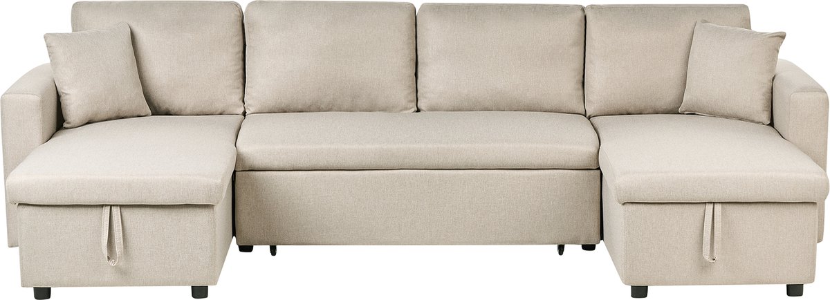 SOMMEN - Hoekslaapbank - Beige - Symmetrisch - 287 cm - Polyester