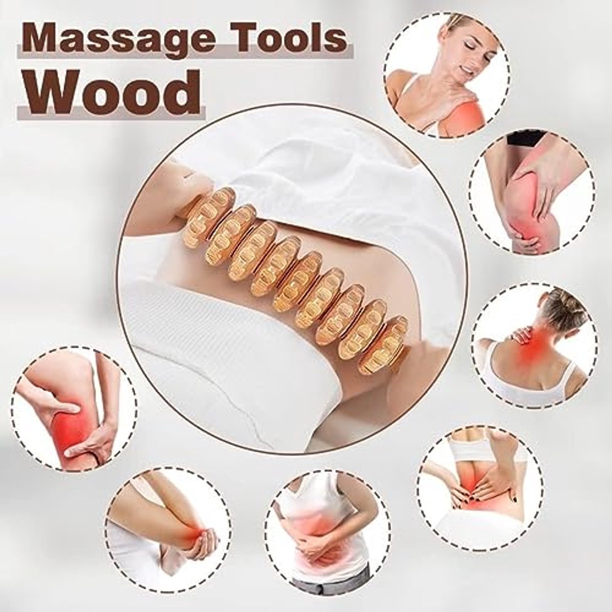 6-in-1 Houten Massager voor het Verlichten van Spierpijn en Lichaamsvormen