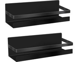PromoHome Magnetisch koelkastrek, 2 stuks, magneet, kruidenrek, hangrek voor keuken, organizer, opslag (zwart)