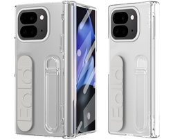 Zandarix Geschikt voor Google Pixel 10 Pro Fold - Ultradunne Case met Grip Strap - Kickstand - Ingebouwde Front Screen Protector - Scharnier Bumper - Back Cover Hoesje - Transparant