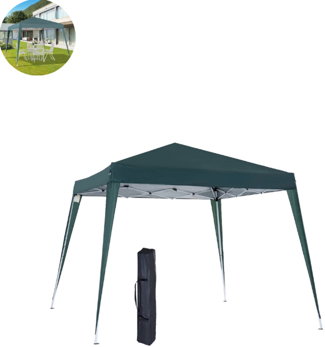 Partytent opvouwbaar - Paviljoen - 2,4x2,4m - Easy up - Waterdicht - met Zijwanden - Weerbestendig - Groen