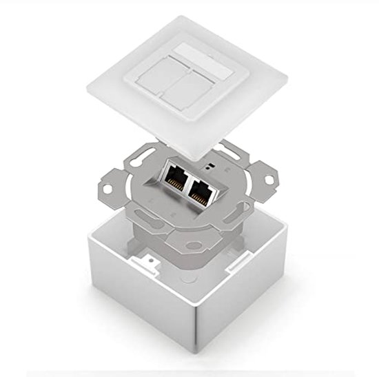 deleyCON 1x Cat 6 Superficie RJ45 1x Puertos Conector de Red Blindados
