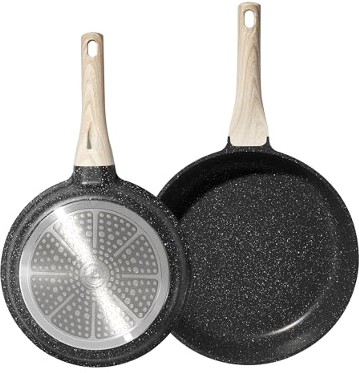 Set van 2 antiaanbak pannen 20/24 cm - inductie (PFAS-vrij, roestvrij staal, ergonomisch)
