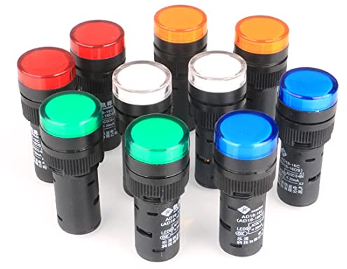 LED Indicator Lights 12V/24V - 16mm Montagegat - 10 Stuks in Meerdere Kleuren
