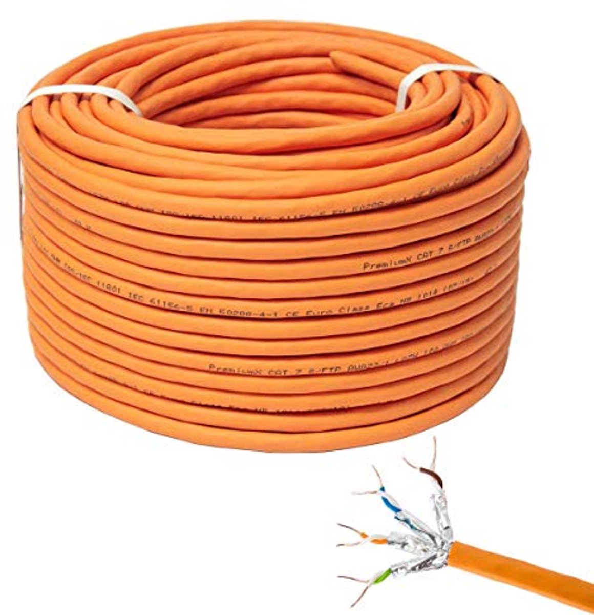 100 m CAT 7 Ethernetkabel - S/FTP LAN Netwerkkabel - Halogeenvrij - 10 Gbit PoE - Professionele Kwaliteit
