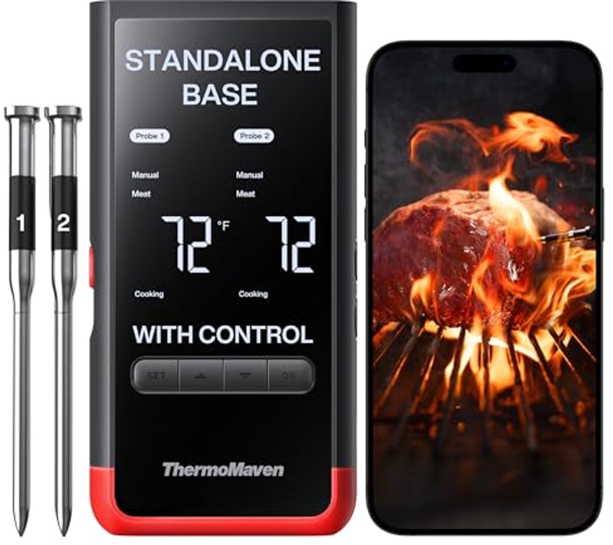 Slimme Bluetooth Draadloze Vleesthermometer met Onbeperkt WiFi-Bereik en 6 Sensores voor Keuken en Barbecue