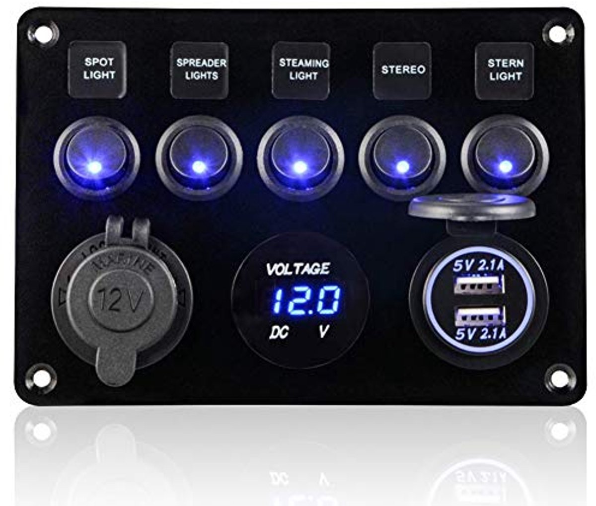 Multifunctioneel Schakelpaneel met 5 Versnellingen - Waterdicht met USB Charger en Voltmeter voor Voertuigen