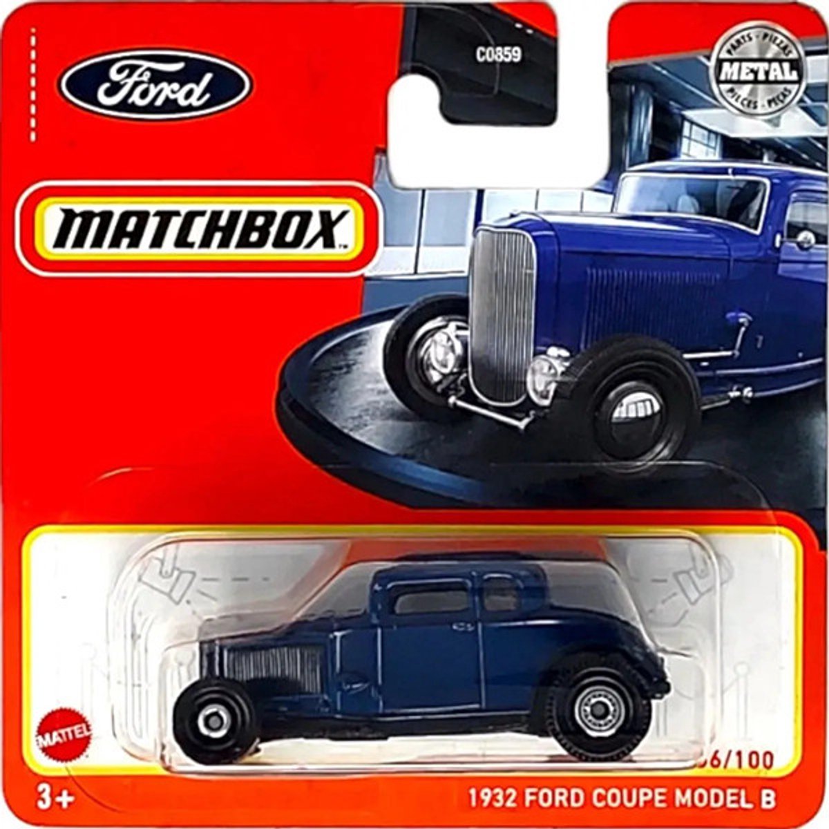 MATCHBOX 1932 FORD COUPE MODEL B OLD BLEU 66/100 1:64 METAL SHORT CART