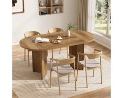 Tribesigns Ovale Eettafel voor 4-6 Personen - Landelijke Keukentafel met Metalen Onderstel - Bruin - 160 x 80 x 75 cm - voor Keuken, Eetkamer, Woonkamer